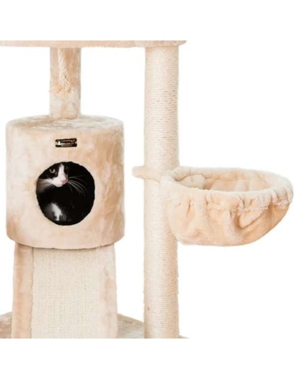 RED - Armarkat Real Wood Spacious Thick Fur Cat Tower W Lounge