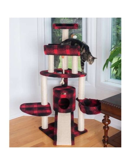 BEIGE - Armarkat Real Wood Spacious Thick Fur Cat Tower W Lounge
