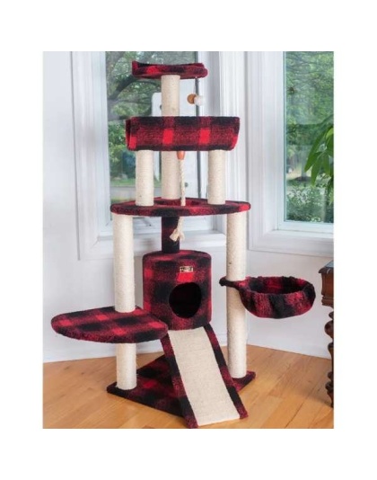 BEIGE - Armarkat Real Wood Spacious Thick Fur Cat Tower W Lounge