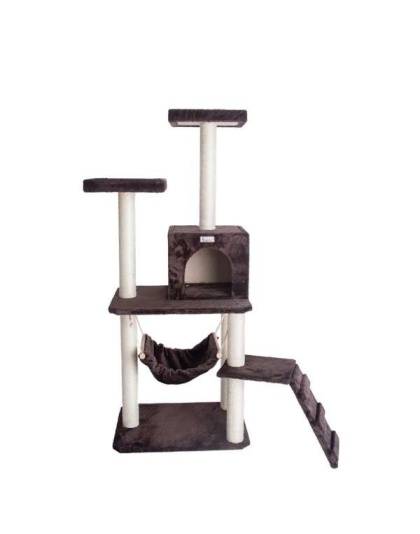 GleePet 57-Inch Cat Tree Real Wood Climber  With Four Levels