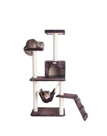 GleePet 57-Inch Cat Tree Real Wood Climber  With Four Levels
