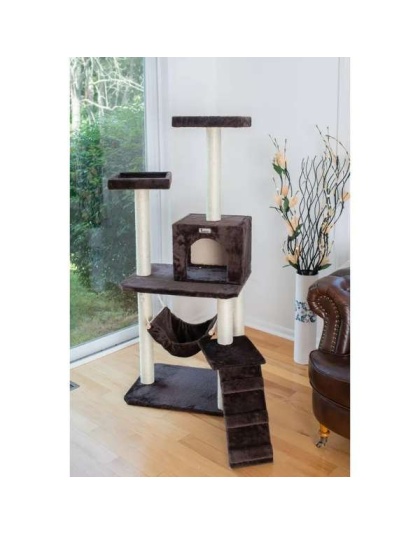 GleePet 57-Inch Cat Tree Real Wood Climber  With Four Levels