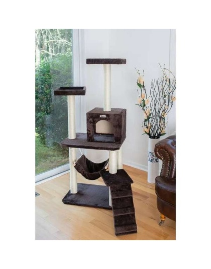 GleePet 57-Inch Cat Tree Real Wood Climber  With Four Levels