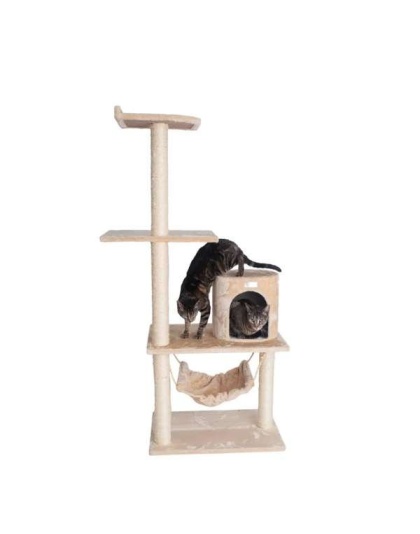 GleePet 59-Inch Cat Tree Real Wood Cat Condo for Indoor Pets