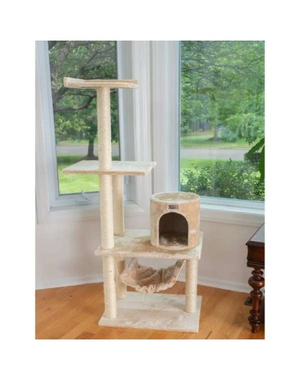 GleePet 59-Inch Cat Tree Real Wood Cat Condo for Indoor Pets