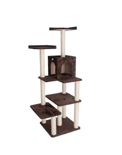 GleePet 66-Inch Cat Tree Real Wood Cat Climber W 4 Levels