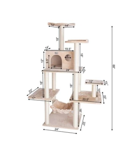 GleePet 68-Inch Cat Tree BGE W Five Levels, Hammock, Condo
