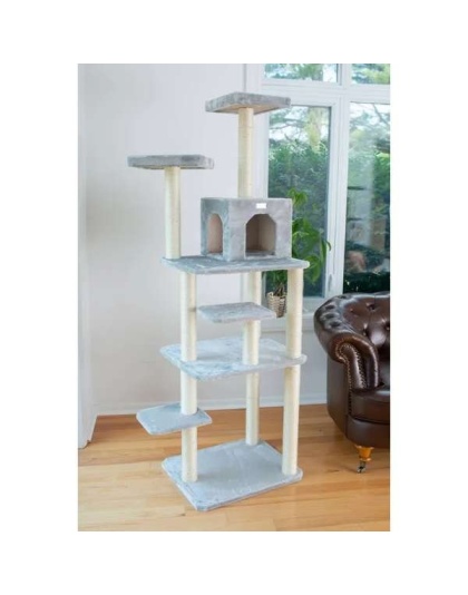 GleePet 74-Inch Real Wood Cat Tree W Seven Levels Gray
