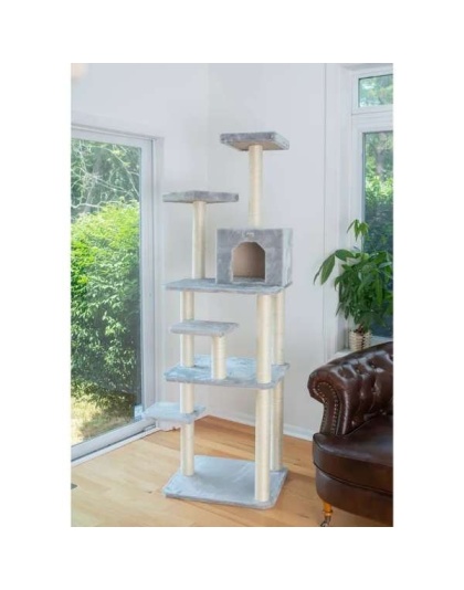 GleePet 74-Inch Real Wood Cat Tree W Seven Levels Gray