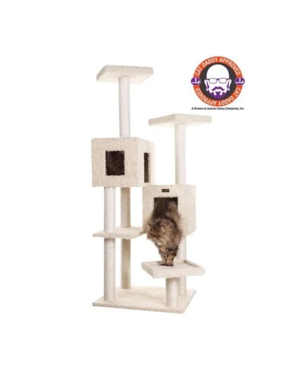 Multi-Level Real Wood Cat Tree W Two Condos, Perches A6702