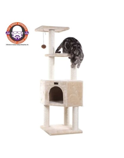 Real Wood 3 Levels Cat Tower for Kittens 48 Height Beige