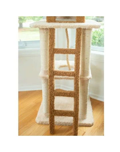 Real Wood  Multi-Level Cat Tower X8303 Cat Tree In Beige
