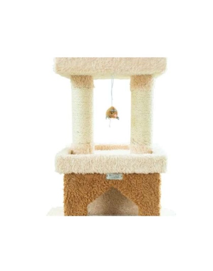 Real Wood  Multi-Level Cat Tower X8303 Cat Tree In Beige