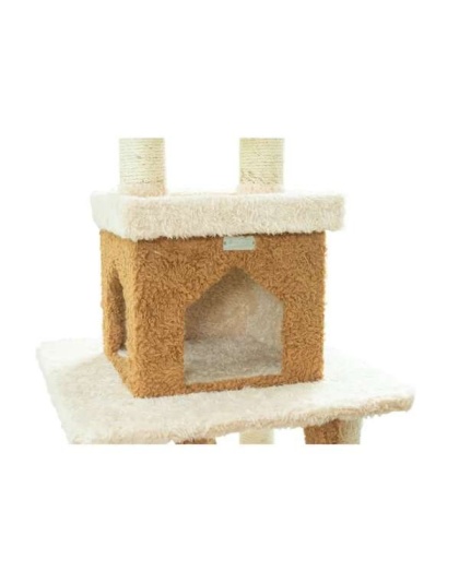 Real Wood  Multi-Level Cat Tower X8303 Cat Tree In Beige