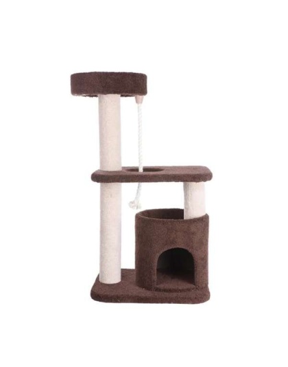 Real Wood 3-Tier Carpeted Cat Tree Condo  Kitten Play House