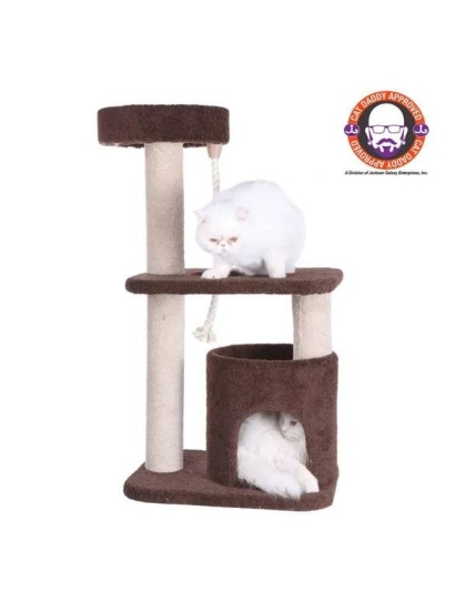 Real Wood 3-Tier Carpeted Cat Tree Condo  Kitten Play House
