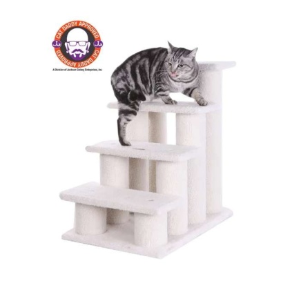 Real Wood 4 Steps Ramp For Dogs, Cats, Cat Step Stairs Ramp
