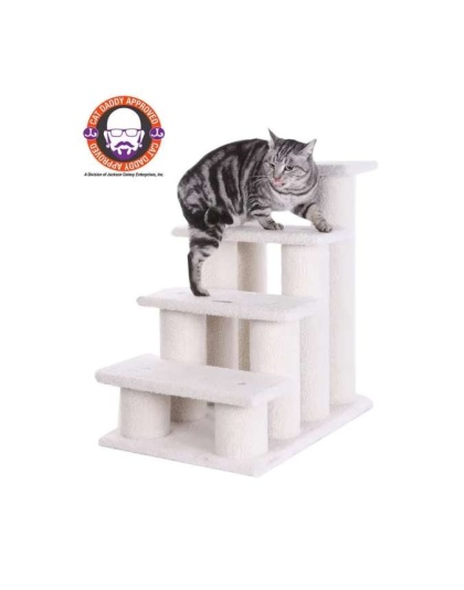 Real Wood 4 Steps Ramp For Dogs, Cats, Cat Step Stairs Ramp