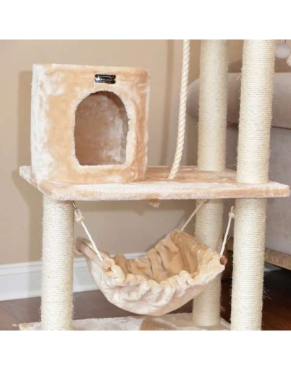 Real Wood 62" Cat tree With Scratch posts, Hammock for Cats