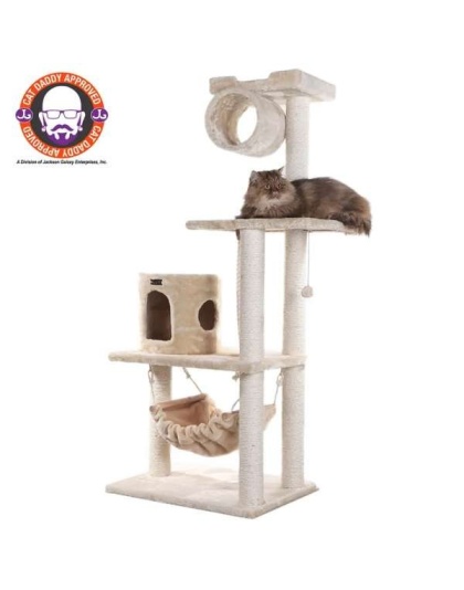 Real Wood 62" Cat tree With Scratch posts, Hammock for Cats