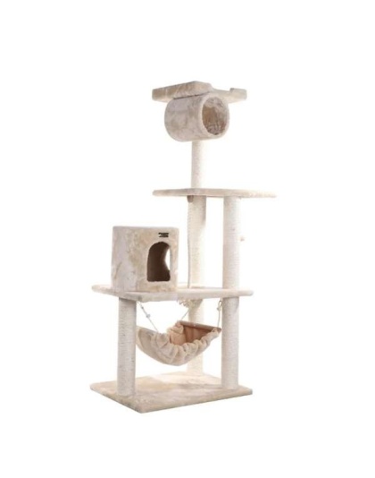 Real Wood 62" Cat tree With Scratch posts, Hammock for Cats
