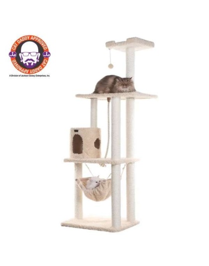 Real Wood 70" Cat Furniture,Ultra thick Faux Fur Cat Condo