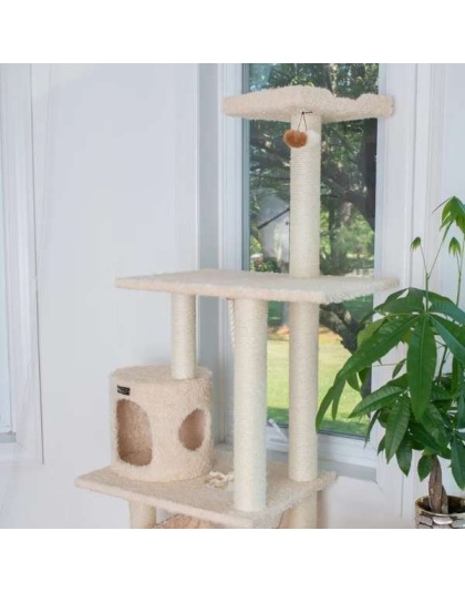 Real Wood 70" Cat Furniture,Ultra thick Faux Fur Cat Condo