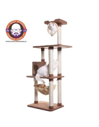 Real Wood 70" Cat tree With Scratch posts, Hammock for Cats