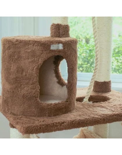 Real Wood 70" Cat tree With Scratch posts, Hammock for Cats