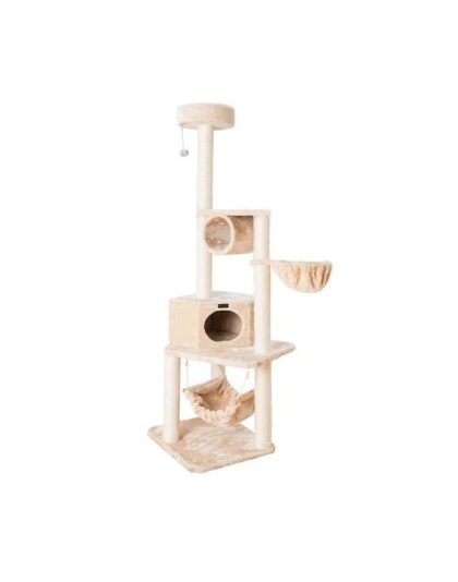 Real Wood 72" H Pet Cat Tower W Lounge Basket, Perch, A7204