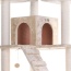 Beige - Real Wood 74" Multi-Level Cat Tree Large Cat Play Furniture