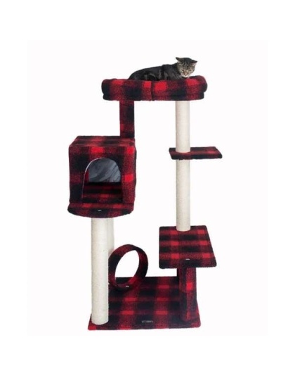 Real Wood B5008 50-Inch Classic Cat Tree With Veranda, Bench