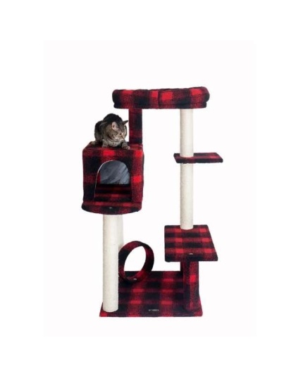 Real Wood B5008 50-Inch Classic Cat Tree With Veranda, Bench