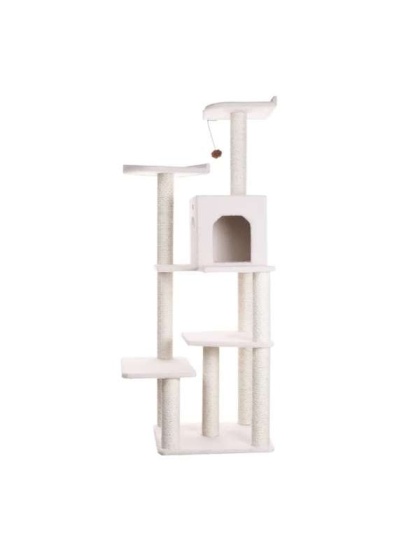 Real Wood B6802 Classic Cat Tree In Ivory 6 Levels Condo