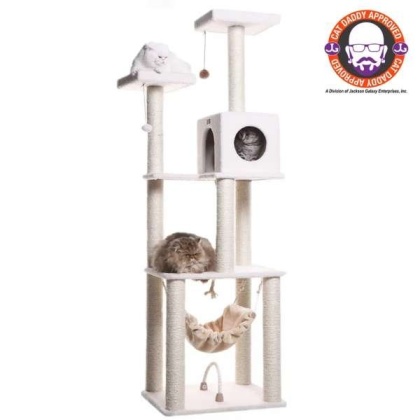 Real Wood B7301 Classic Ivory Cat Tree, 4 Levels With Rope