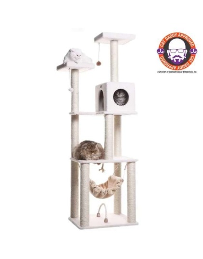 Real Wood B7301 Classic Ivory Cat Tree, 4 Levels With Rope