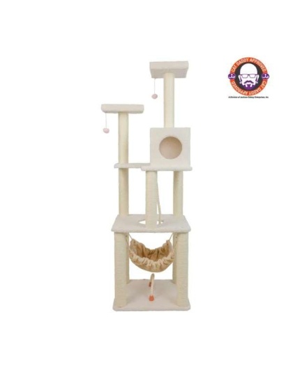 Real Wood B7301 Classic Ivory Cat Tree, 4 Levels With Rope