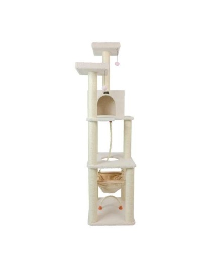 Real Wood B7301 Classic Ivory Cat Tree, 4 Levels With Rope