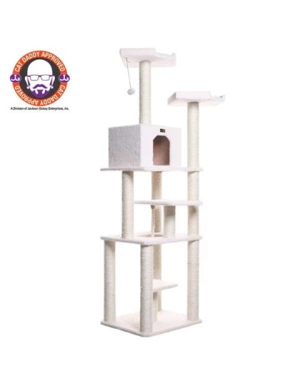 Real Wood B7801 Classic Cat Tree In Ivory 6 Levels Playhouse