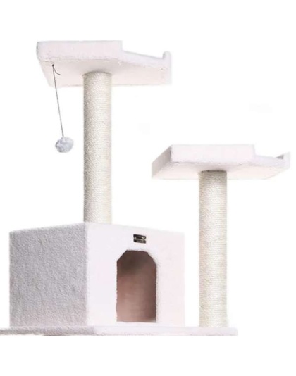 Real Wood B7801 Classic Cat Tree In Ivory 6 Levels Playhouse