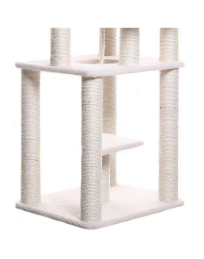 Real Wood B7801 Classic Cat Tree In Ivory 6 Levels Playhouse