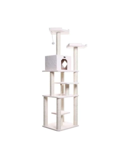 Real Wood B7801 Classic Cat Tree In Ivory 6 Levels Playhouse