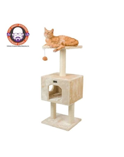 Real Wood Cat Tree With Condo And Scratch Post 42 Height BGE