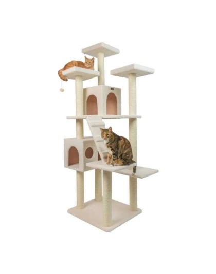 Real Wood Classic Ivory Cat Tree Multi Levels Condos B7701