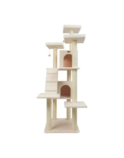 Real Wood Classic Ivory Cat Tree Multi Levels Condos B7701