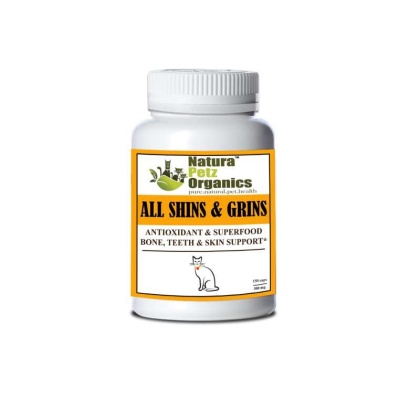 All Shins & Grins Capsules - Antioxidant Super Food Bone, Eye, Teeth & Skin Support Dog & Cat* - CAT/ 150 caps / 300 mg