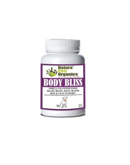 Body Bliss - Omega 3 & 6 Super Food + Heart, Brain Joint, Blood & Coat Support* - Dog / 90 caps / 500 mg/Size 1