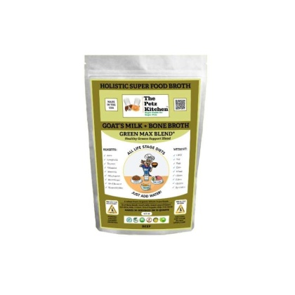 Goats Milk + Bone Broth Green Max Blend* Omega 3 & 6 Vitamin & Mineral Support* The Petz Kitchen Dog & Cat