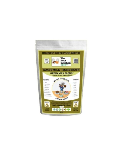 Goats Milk + Bone Broth Green Max Blend* Omega 3 & 6 Vitamin & Mineral Support* The Petz Kitchen Dog & Cat