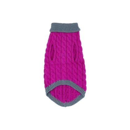 Royal Rosa With Gray Fringe - Mr. Peanut's Knitted Acrylic Dog Sweaters - Small